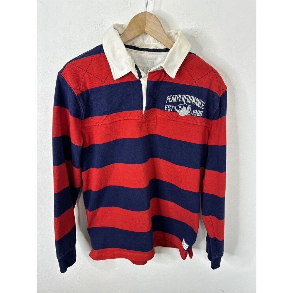 Peak Performance Hardwinstr Men Rugby Shirt Polo Neck Casual Red Cotton size‎ L